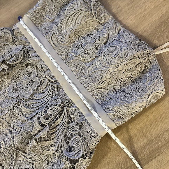 Adrianna Papell Lace Mini Dress in Soft Silver Gray - Picture 5 of 5